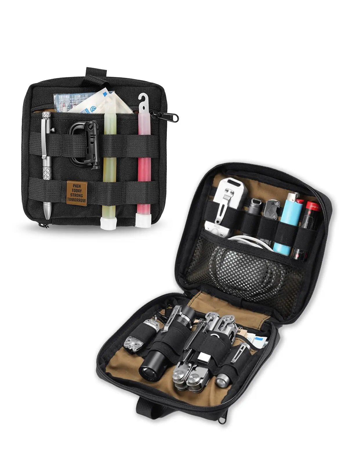 viperade-タクティカル-アドミン-ポーチ、モール-ツール-バッグ、ユーティリティ-edc-オーガナイザー、コンパクト-500d-ツール-バッグ、モール-クリップ-2-個付き-chp2-ブラック