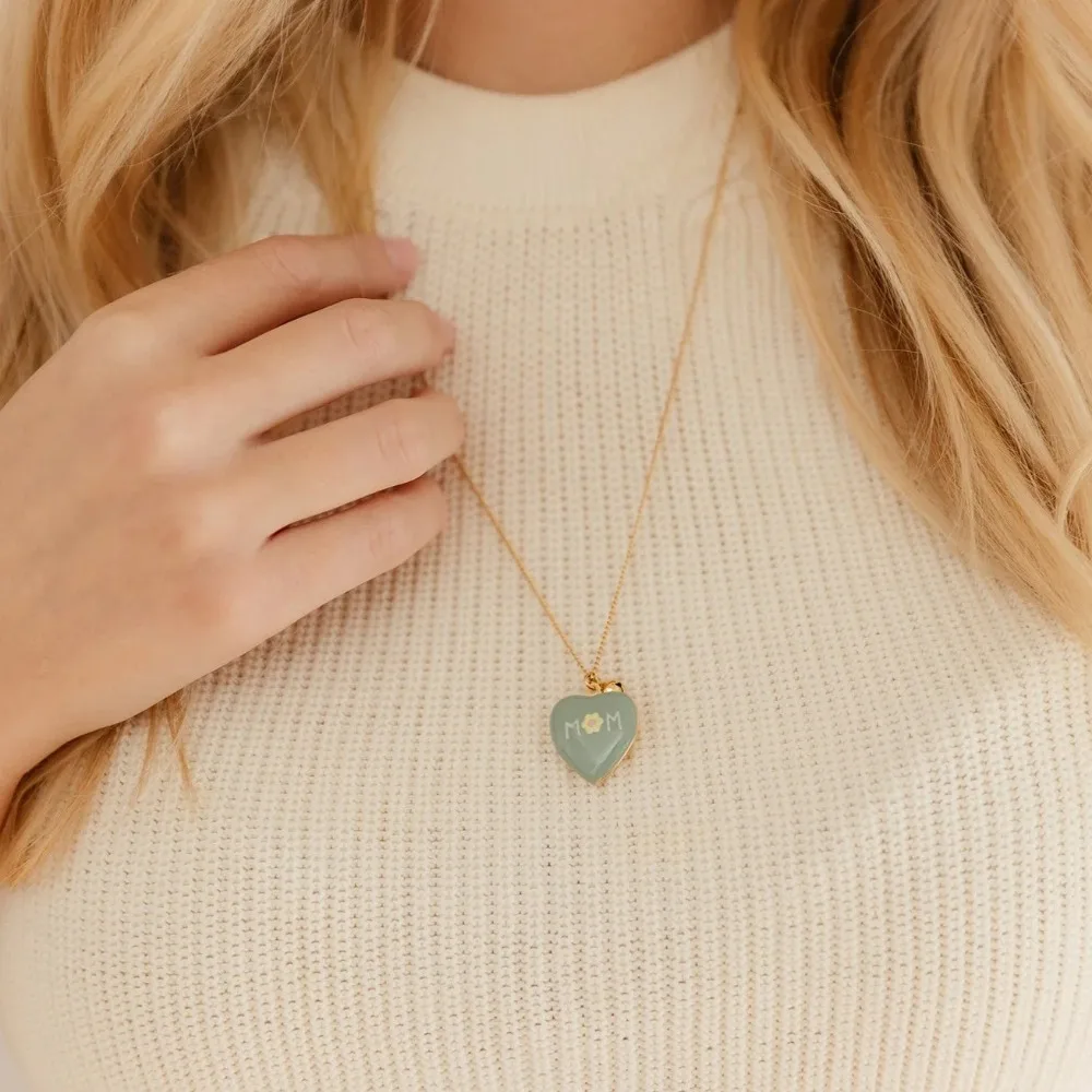 Fashion Zircon Photo Album Gold-plated Adjustable Heart-shaped Opening And Closing Necklaces Mother
