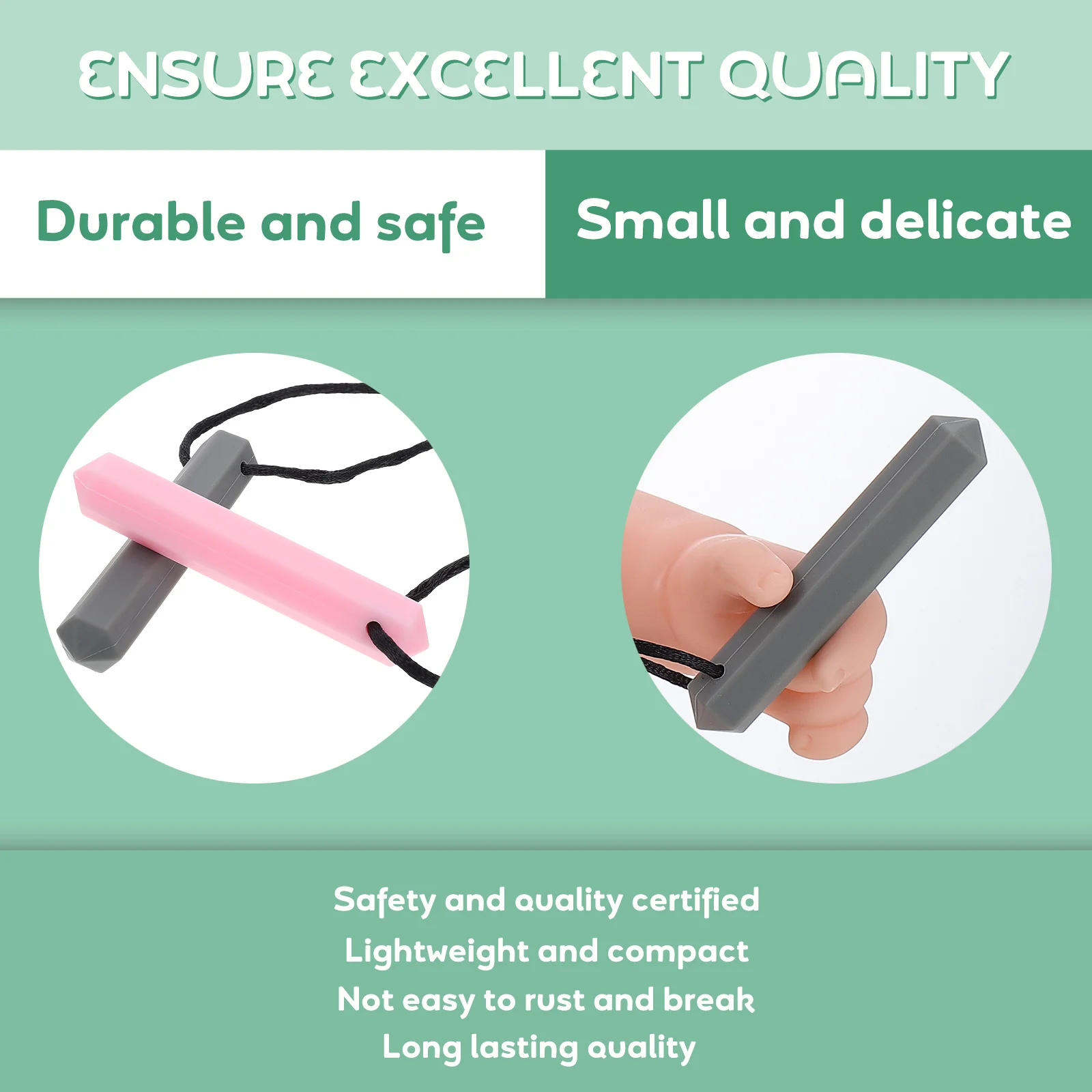 

2 шт. силиконовые детские молярные стержни, безопасное устойчивое к укусам жевательное ожерелье, практичные детские зубы, прорезыватель для зубов, детские прорезыватели, жевательные игрушки