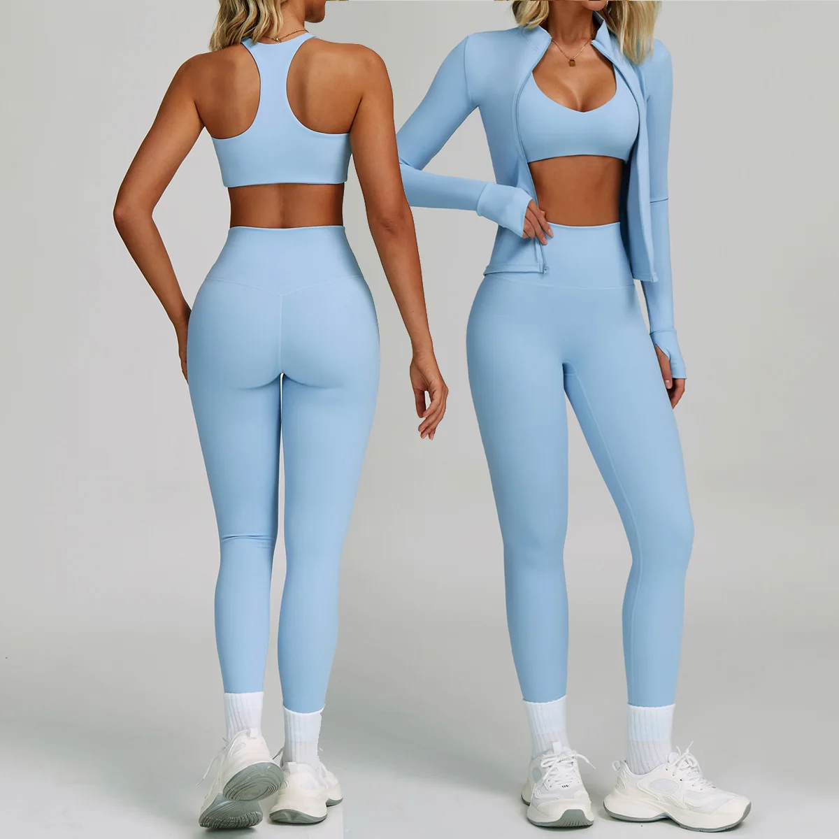 Nuevo Conjunto de Yoga de 2/3 Uds., chándal para mujer, ropa deportiva para correr, ropa de gimnasio, chaqueta de manga larga, mallas, pantalones cortos deportivos, traje de Yoga