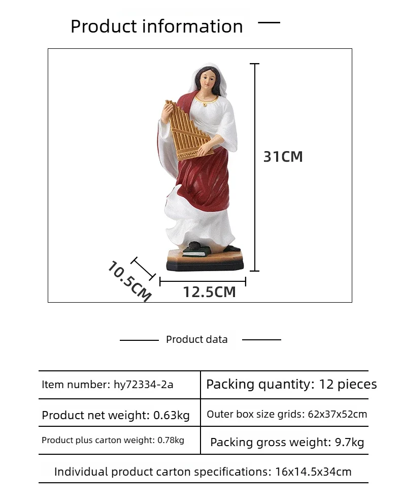 

Классический белый женский орнамент высотой 31 см, рождественские подарки, изделия из смолы, религиозные подарки, украшение для стола