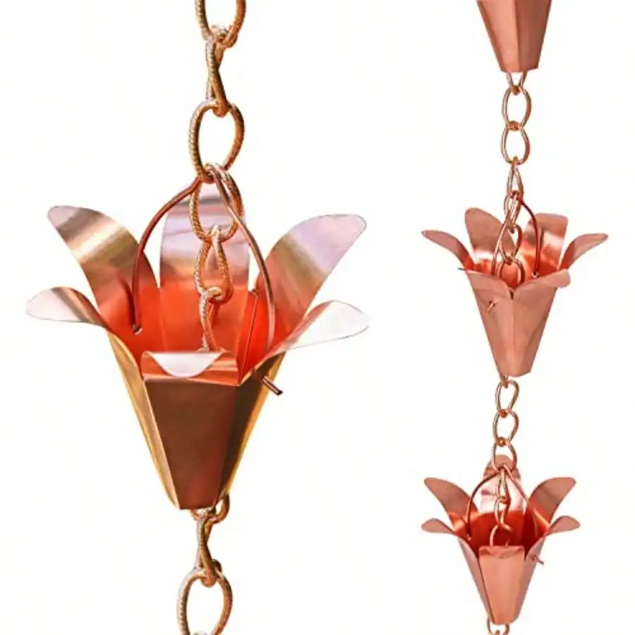 

Rain Chain Pure Copper Lily Rain Chains Decorative Rain Chain Bell Decor 81/2 Length