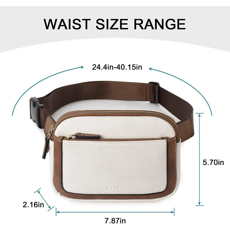 Women Fashion PU Waist Pack Casual Crossbody Chest Bags Unisex Hip Sack Travel WaterProof Belt Bag Sport Purse Pocket