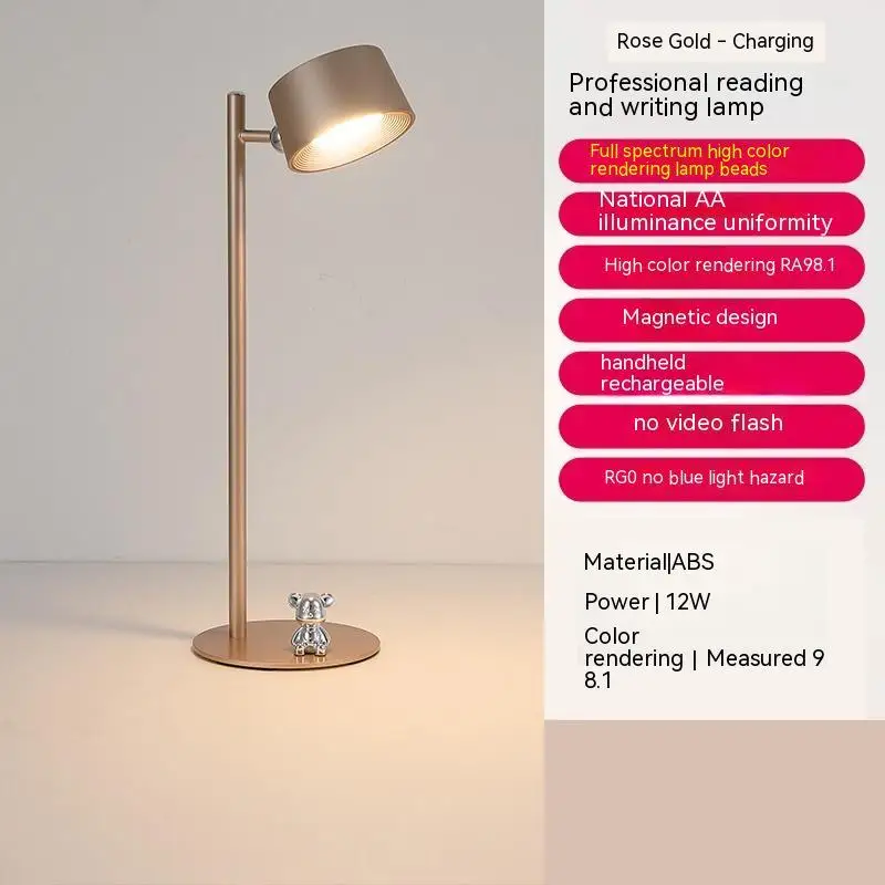 Magnetic Suction LED Reading Lamp Eye Care Cordless Wall Desk Lamp Portable Home Decor