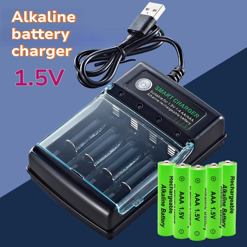 

1,5 В USB зарядное устройство для щелочной батареи + аккумулятор AA 3800 мАч/AAA3000 мАч, подходит для компьютерных часов, радио, видеоигр, цифровой камеры