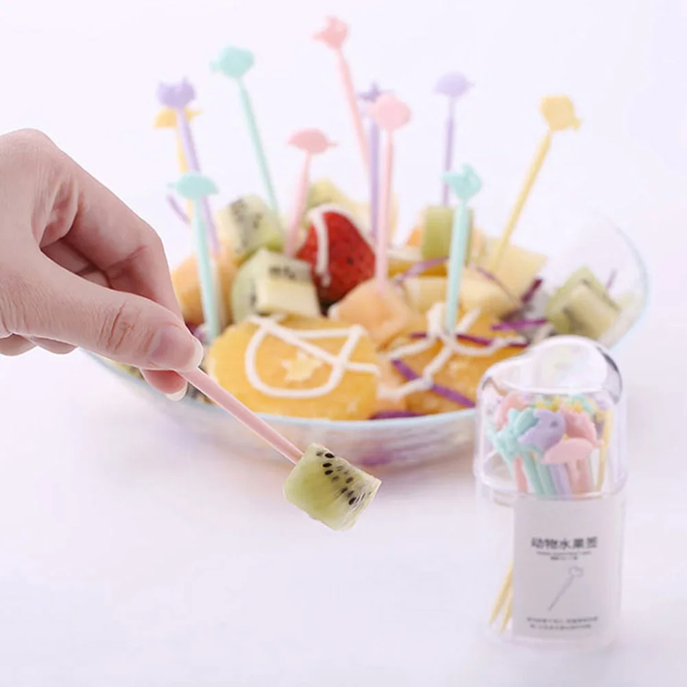 

20Pcs Fruit Party Picks Bento Food Forks Creative Pattern Decoration Reusable for Snacks Cakes Dessert Pastries