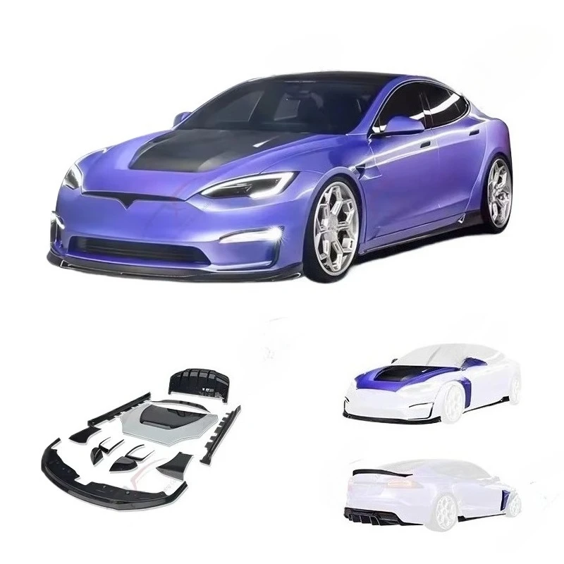 

For Teslas Model S Body Kit Upgrade V Style Carbon Fiber Car Bumpers Front Lip Rear Spoiler Rear Diffusers Modified Accessories