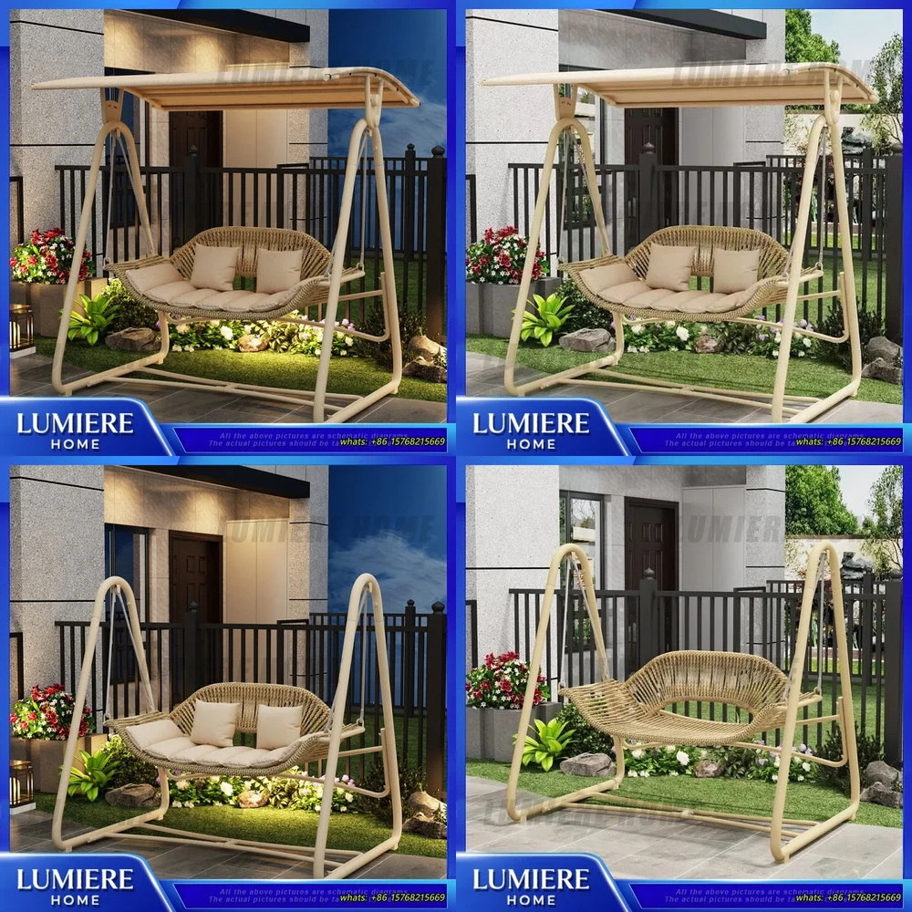 

Outdoor Double Swing Chair for Garden Patio Balcony Villa Backyard Hammock Swing Seat with Rope Hanging Chair for Two People