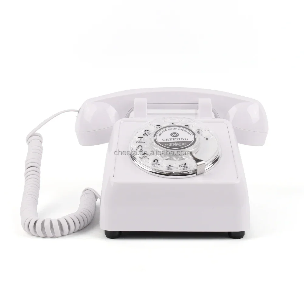 Old Fashion Fixed Button Antique Desk Vintage Corded Telephone  Audio Message Phone Wedding Guestbook