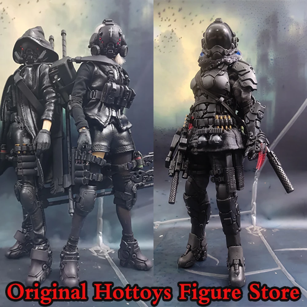 In Stock 1/6 Scale Female Soldier Special Forces Black Chest Abdominal Armor Set Gas Mask Fit 12-inches Action Figure Model 