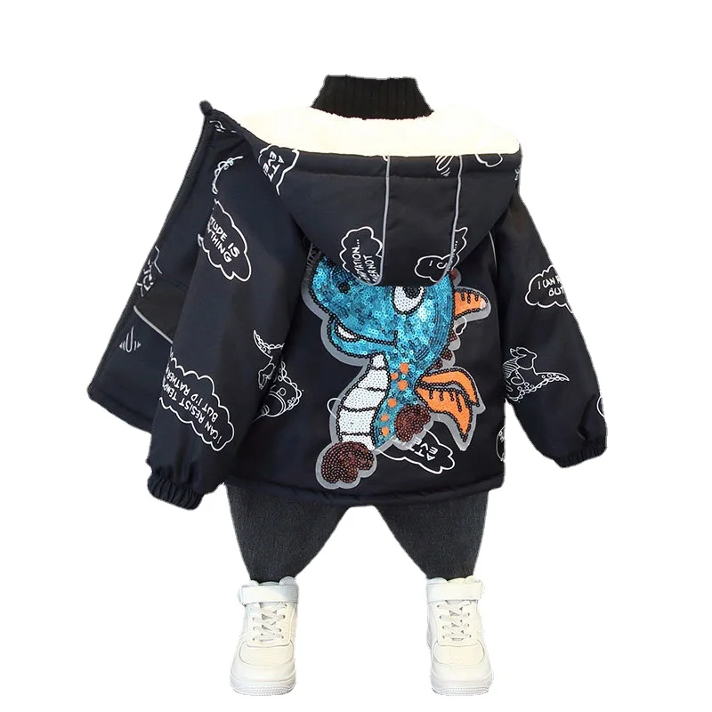 Winter Clothes Baby Boys Clothing Boy Outerwear Plush Down Jacket Child Cotton Jacket Baseball Jacket Child Coat Long Padding