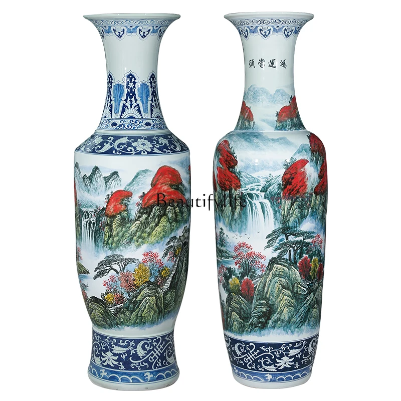 

Ceramic floor-to-ceiling large vase, high-end enlarged and bold golden bell bottle