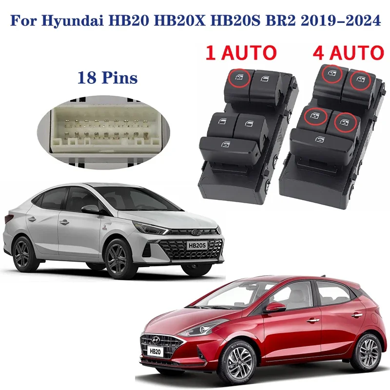 

For Hyundai HB20 HB20X HB20S BR2 2019-2024 Driver Power Master Window Switch Glass Lifter Control Button 93571-R1210 93571-R1410