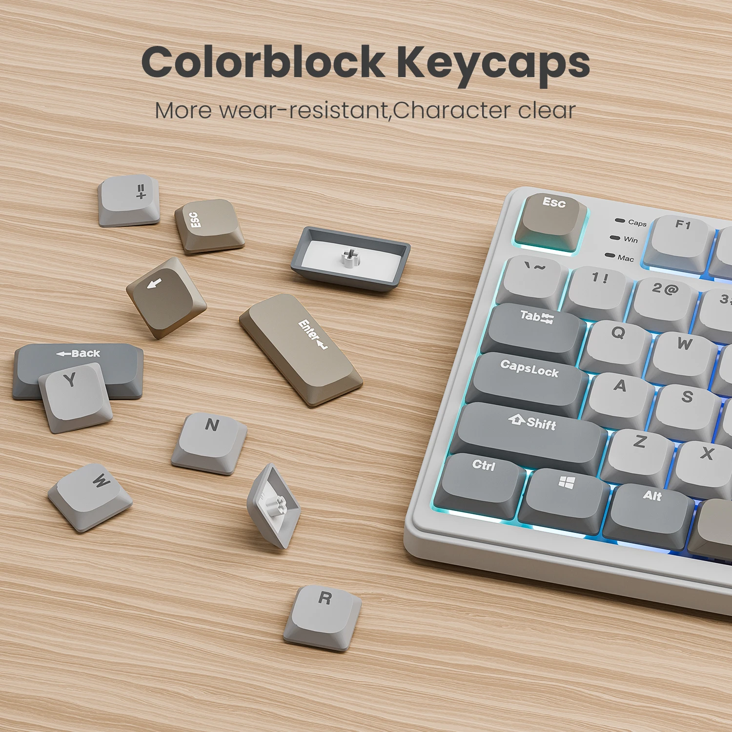Royal Kludge rk n80ワイヤレスキーボード,Bluetooth, USB-C, 80% rgb