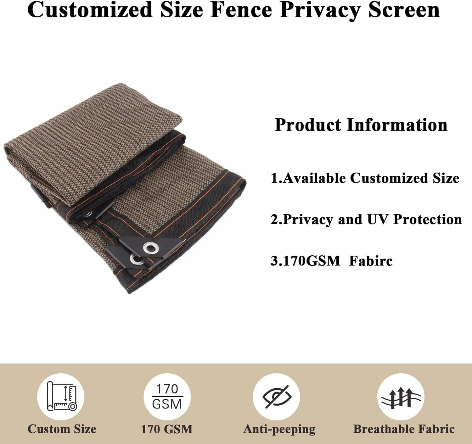 Privacy Screen Fence 90% Blockage Heavy Duty Protective Covering Mesh Fencing for Outdoor Patio Pool Balcony Brown