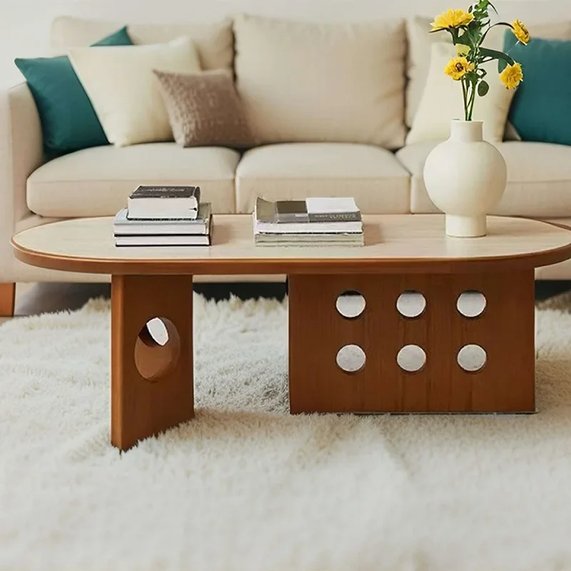 Retro solid wood coffee table cave stone slate living room home simple creative designer table
