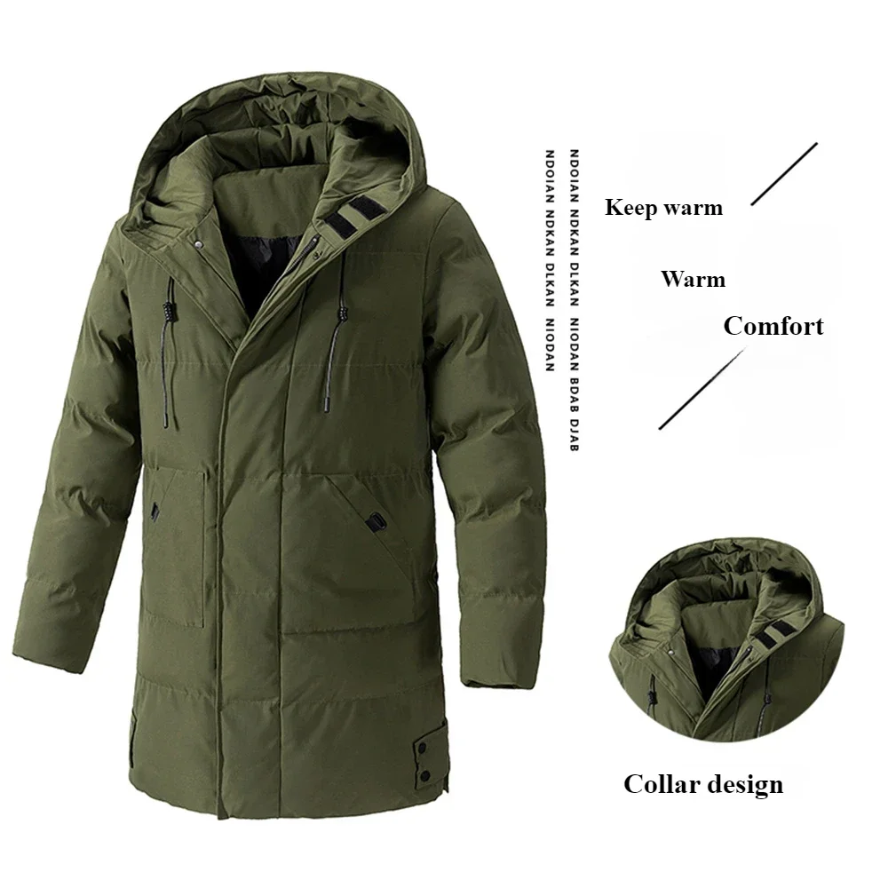 Men's warm winter jacket, leather coat with thick and warm winter hat, Korean-style casual versatile coat, 8XL large size