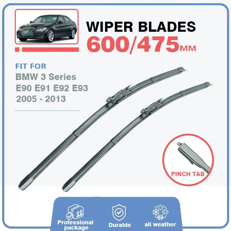 

For BMW 3 Series E90 E91 E92 E93 320d 318i 318d 335i 320i 330d 328i 330i Car Front Windscreen Windshield Rubber Wiper Blades 2Pc
