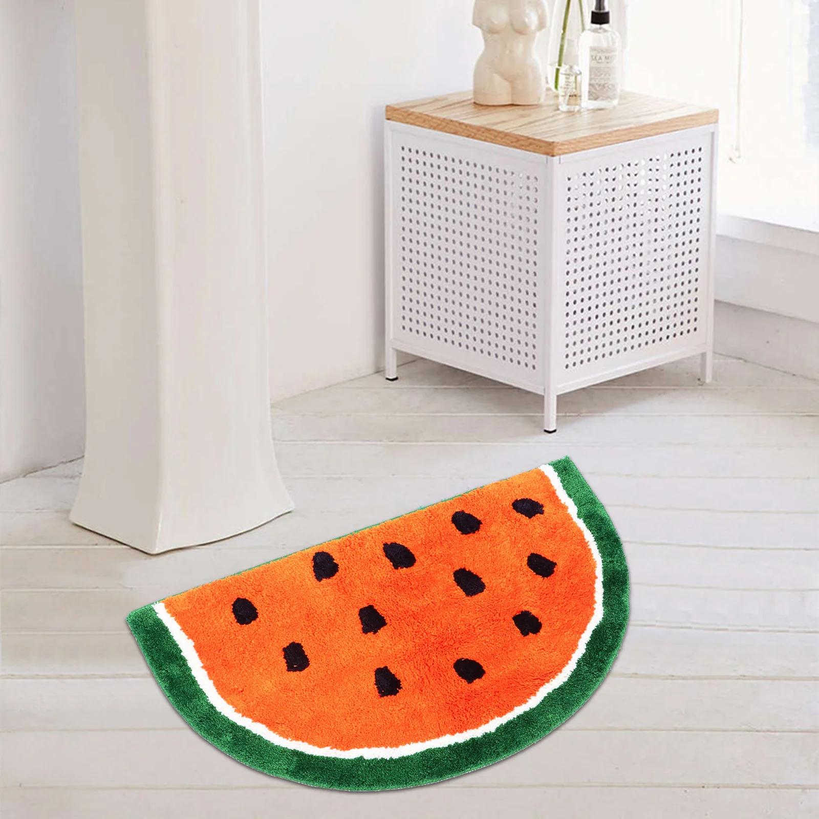 

Коврик-полукруг «Арбуз» для домашнего декора, мягкий, нескользящий, пушистый, для ванной, игровой зоны, напольный коврик
