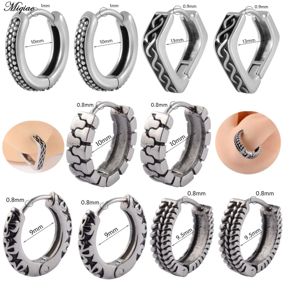 

Miqiao 2pcs Ear Buckle Geometric Little Twist Oil Drop Earrings for Woman Men Stainless Steel Round Triangle Ear Bone Jewelry