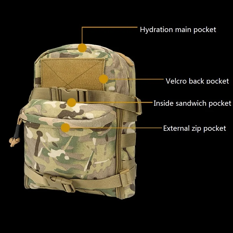Tas Hidrasi Rompi Taktis Luar Ruangan Ransel Hidrasi Rompi Ringan Tas Aksesori MOLLE Ransel Hidrasi Militer Bertahan Hidup