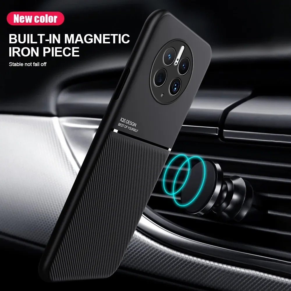 For Huawei Mate 50 Pro Case Car Magnetic Holder Cover Huawey Mate50 50Pro CET-AL00 DCO-AL00 Silicone Camera Protect Bumper Coque