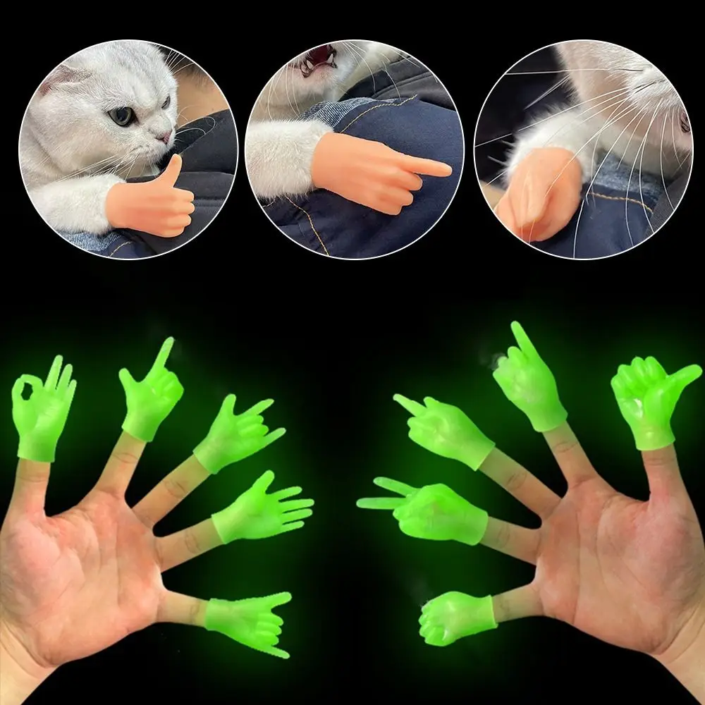 Cute Luminous Cat Claw Covers Funny Cat Petting Teasing Cat Finger Gloves Pet Toy Little Finger Toys