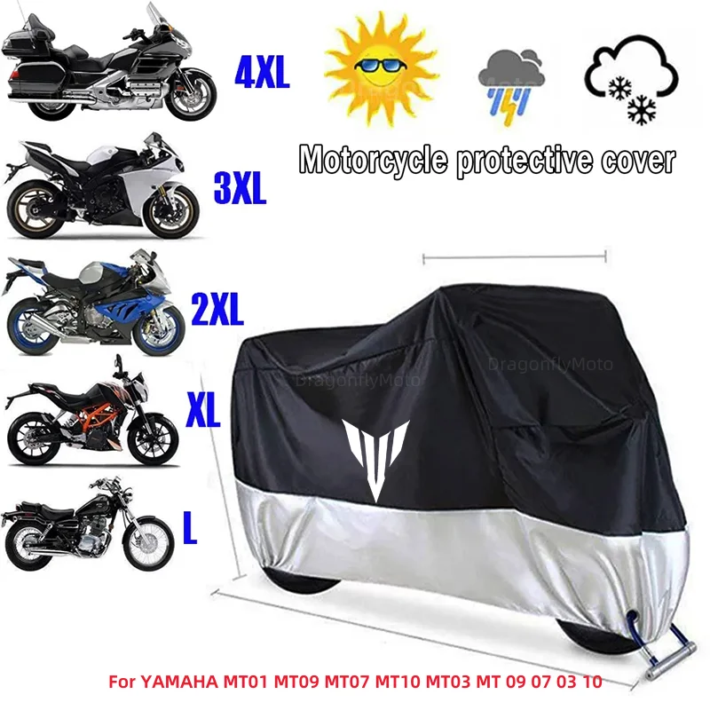 

For YAMAHA MT01 MT09 MT07 MT10 MT03 MT 09 07 03 10 Motorcycle Cover Waterproof All Season Dustproof UV Protective Outdoor Indoor