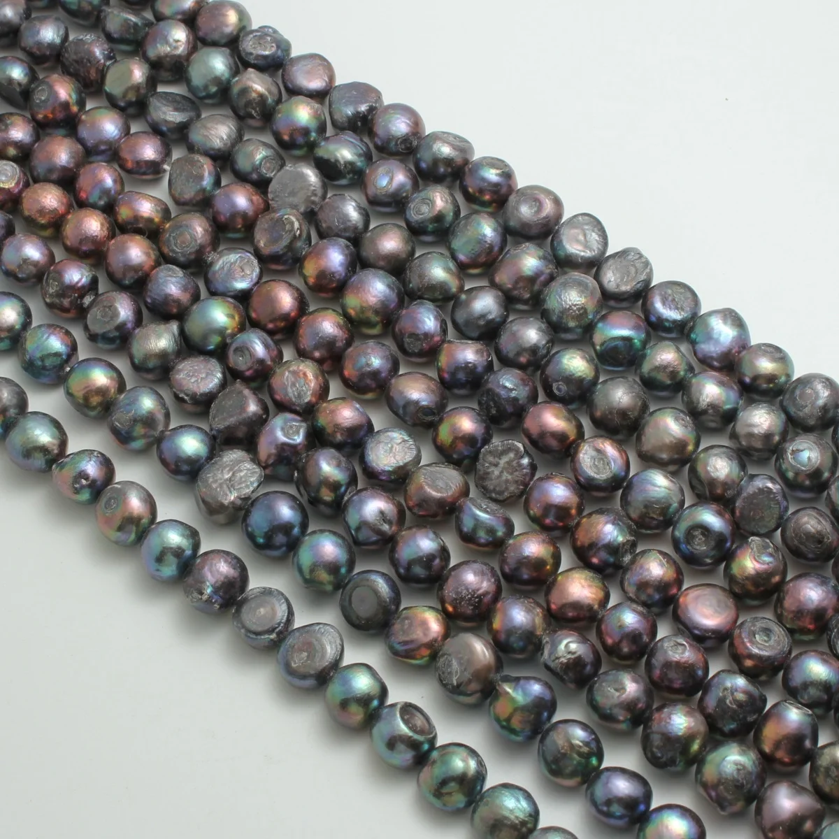 

10-11mm natural freshwater pearl black horizontal hole two sided glossy beads used for making jewelry DIY necklaces and bracelet