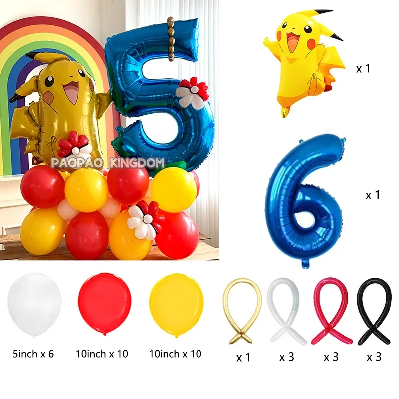 Pokemon Pikachu Folie Ballonnen Set voor Kinderen Verjaardagsfeestje Decoratie Baby Douche Ballon Decoratie Globos