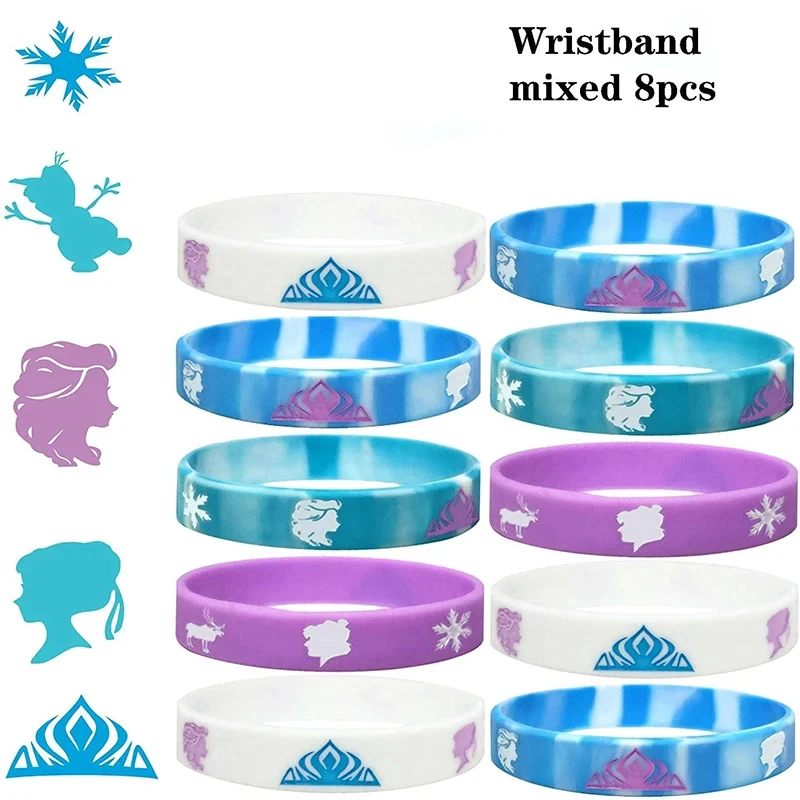 Favores de fiesta de cumpleaños de Frozen, princesa Anna Elsa, 10 Uds., pulsera de silicona congelada, suministros de fiesta de cumpleaños para niños, Baby Shower