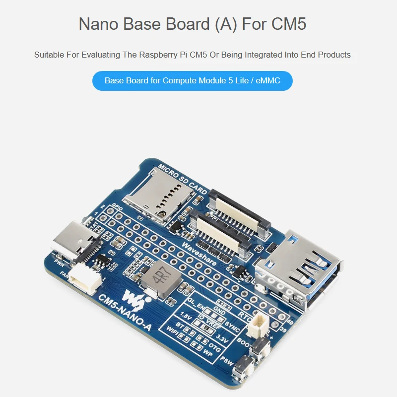

Raspberry Pi Compute Module 5 Mini Base IO Board CM5-NANO-A Development For Raspberry Pi