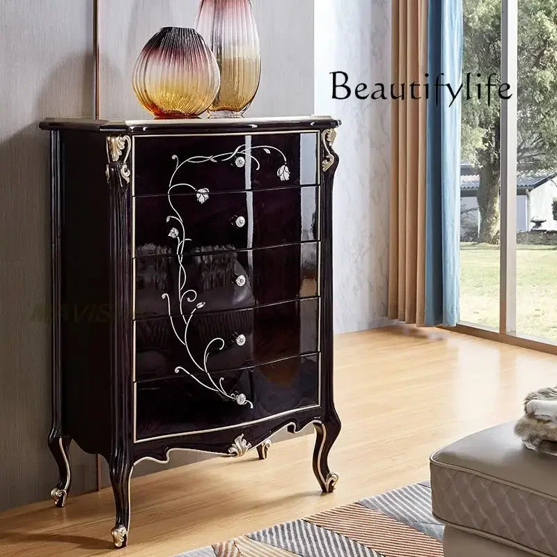 QQ W خزانة ذات أدراج من الخشب الصلب الأمريكي، خزانة تخزين بنمط فاخر منحوت يدويًا، غرفة نوم بسيطة، مطبخ منزلي Sta