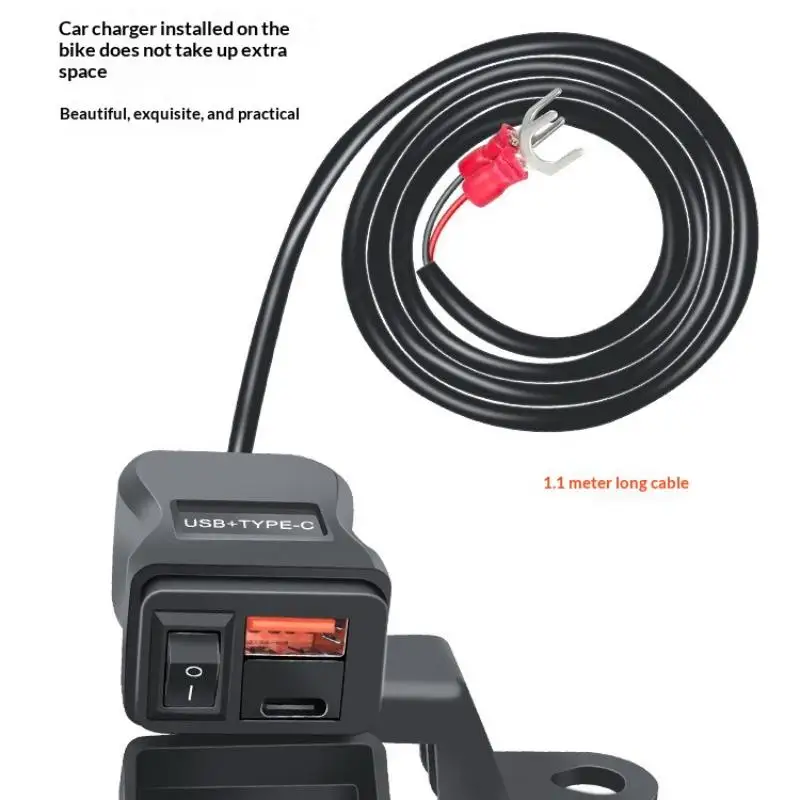 Cargador USB Rápido para Motocicleta PD QC3.0, Conector de Puerto Tipo C a Prueba de Agua con Voltímetro Digital para Celulares