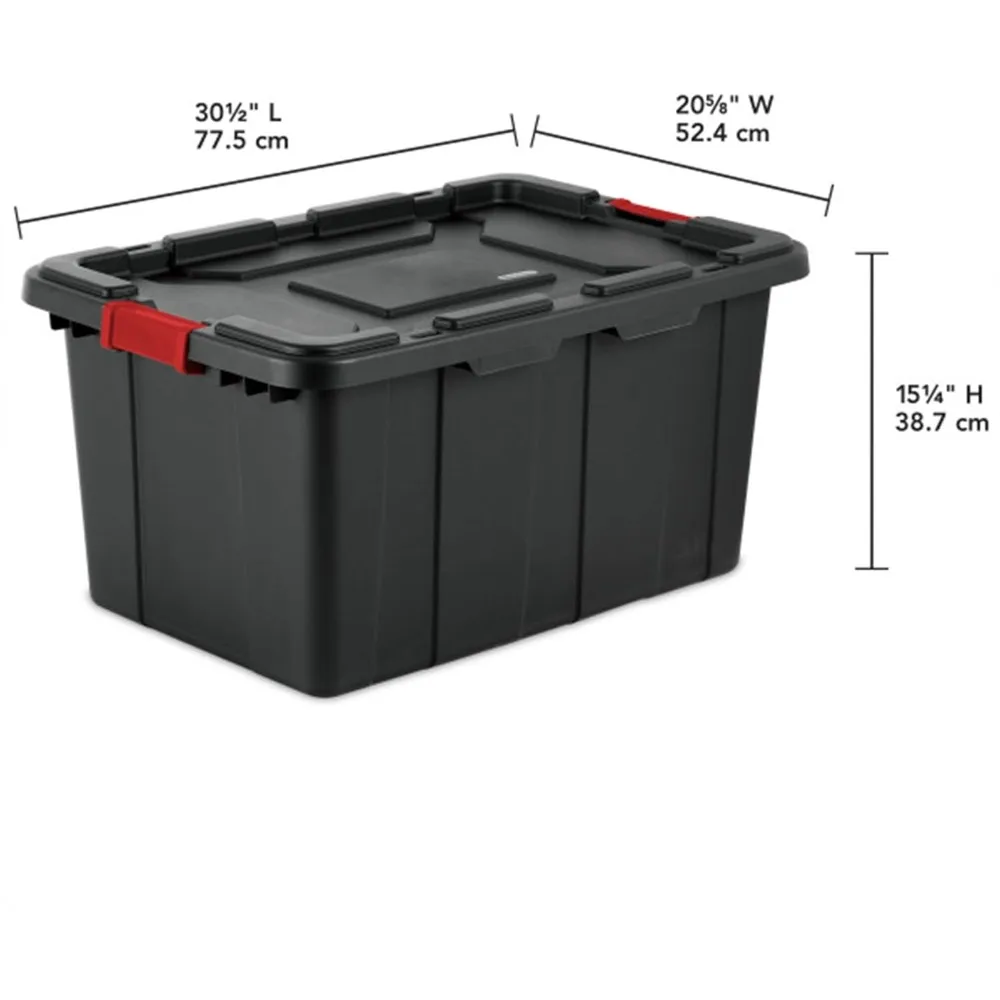 8 عبوات من حقائب اليد الصناعية، صناديق تخزين بلاستيكية مع أغطية، 27 جالون، أسود - حاويات تنظيم شديدة التحمل للخزانة