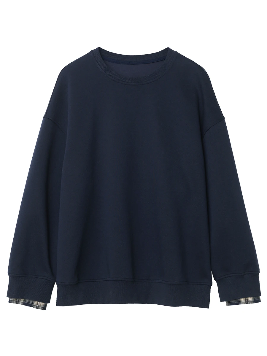 CHIC VEN Women Sweatshirts Loose Casual New O Neck Patchwork Plaid Pullover Long Sleeved Female Tops Spring Autumn 2025 Coat