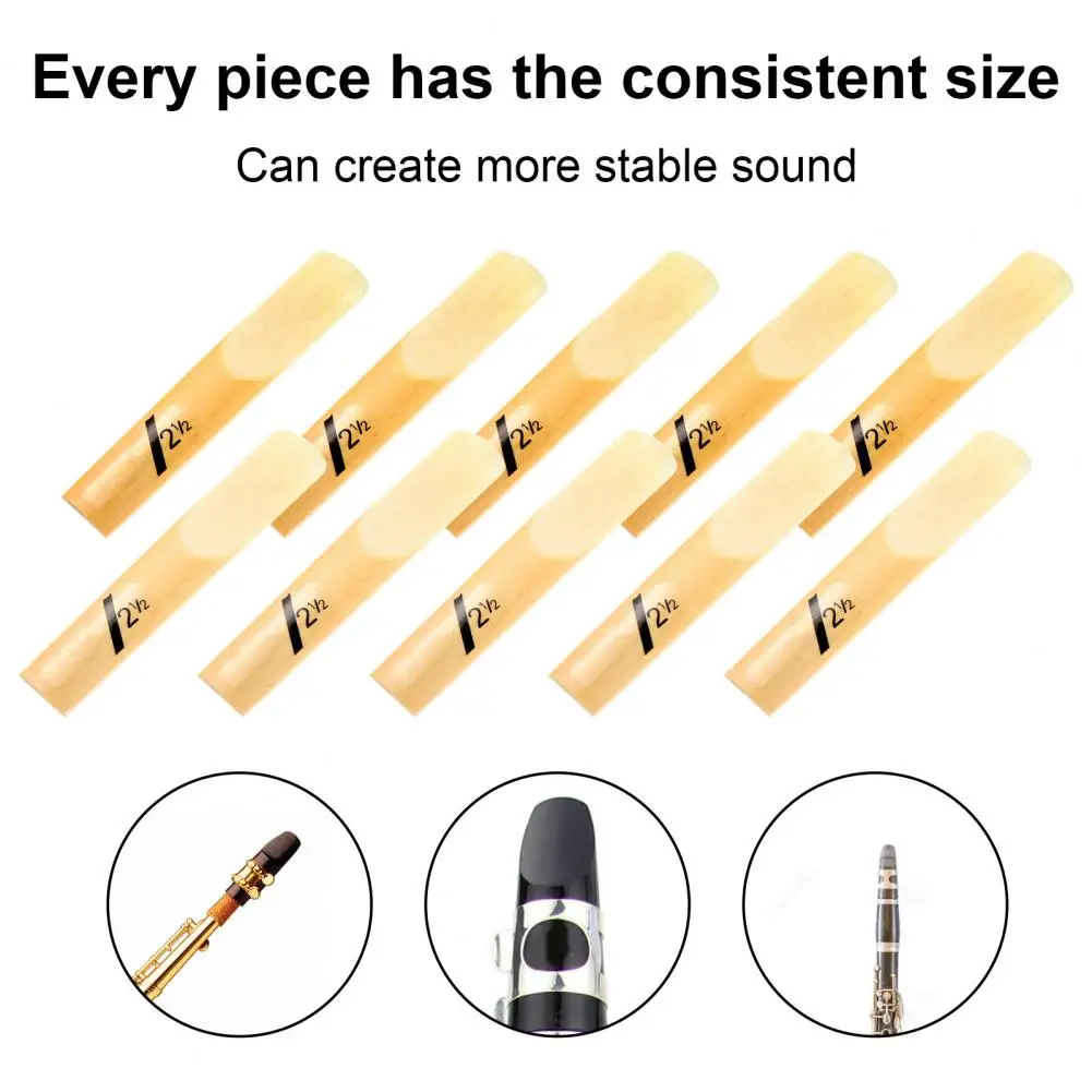 10Pcs/Set Clarinet Reed Skin-Friendly Anti-Corrosion Lightweight Smooth Wood Portable Tenor Clarinet Reed for Musician