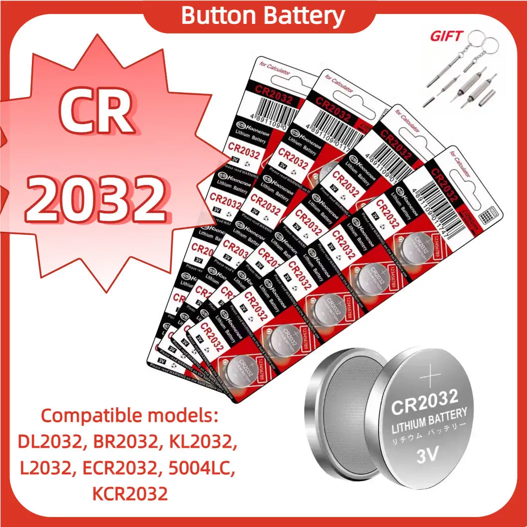 

2-100PCS CR2032 DL2032 BR2032 KL2032 3V Alkaline Coin Cell Silver Oxide Button Battery for Watch Toys Remote Calculator