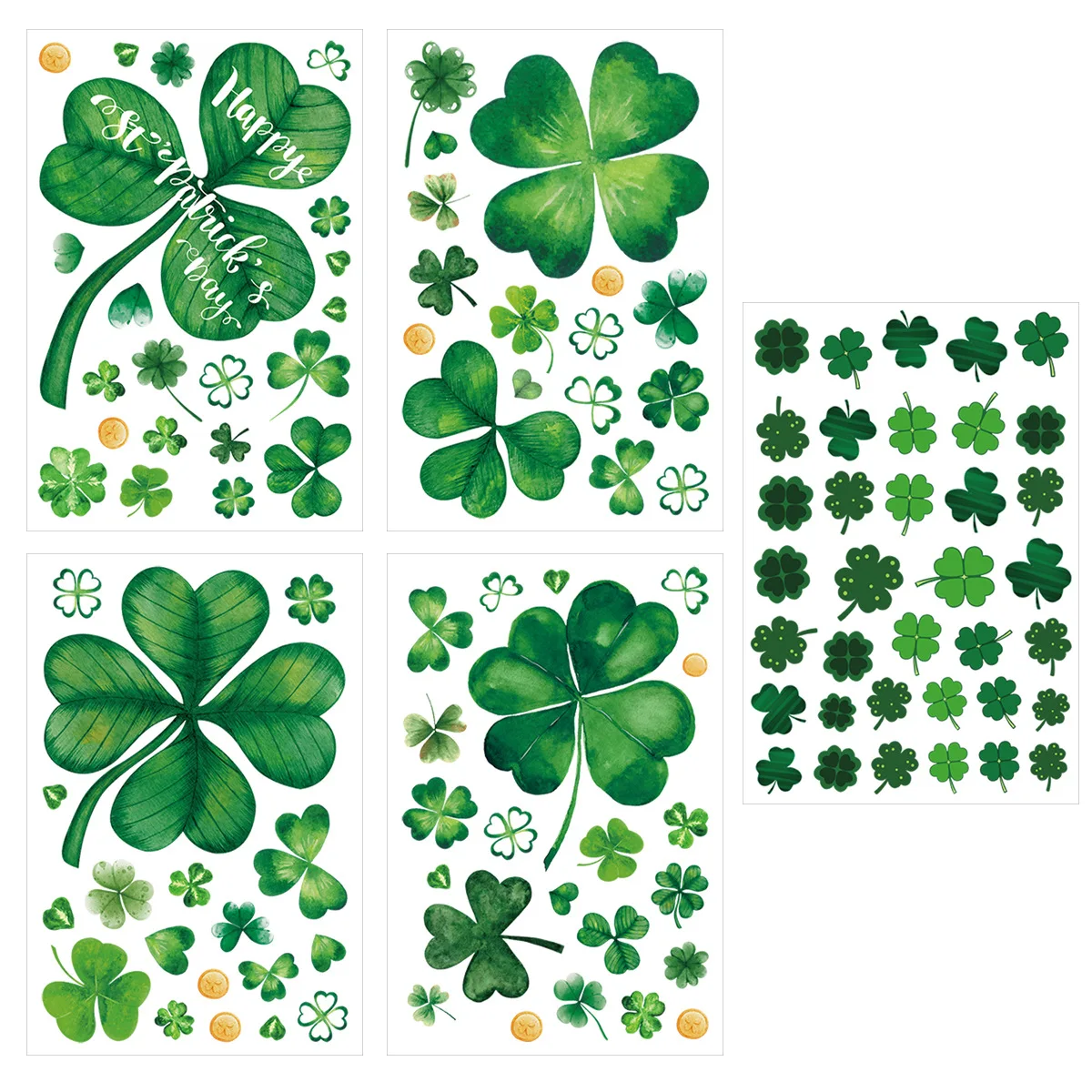 1/5Pc St. Patrick\'s Day Theme Double-Side Window Stickers Shamrock Wall Sticker for Home Irish Saint Party Background Decoration