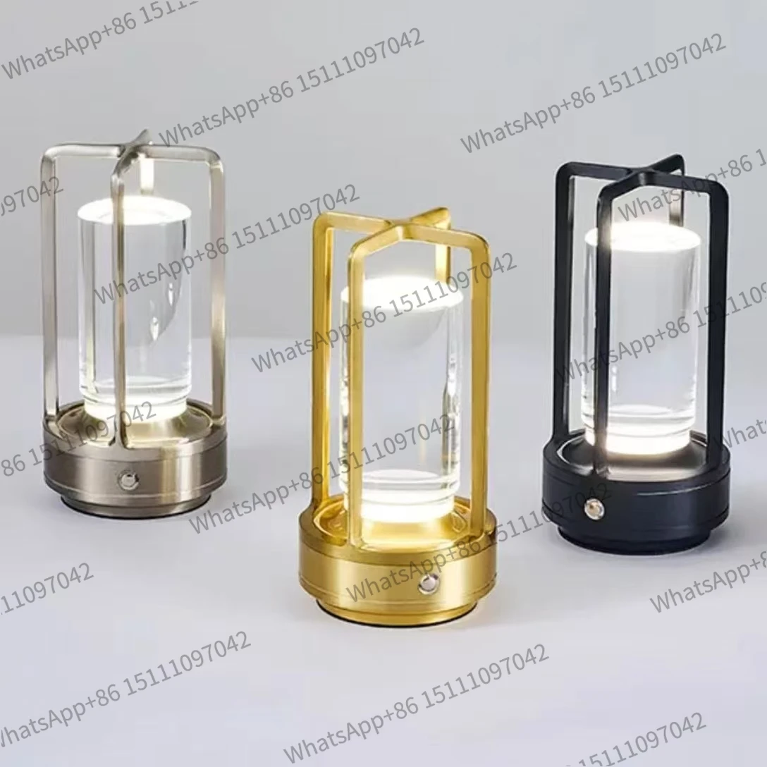Golden black silver cross desk lamp button touch USB charging light luxury atmosphere creative bar camping bedside light