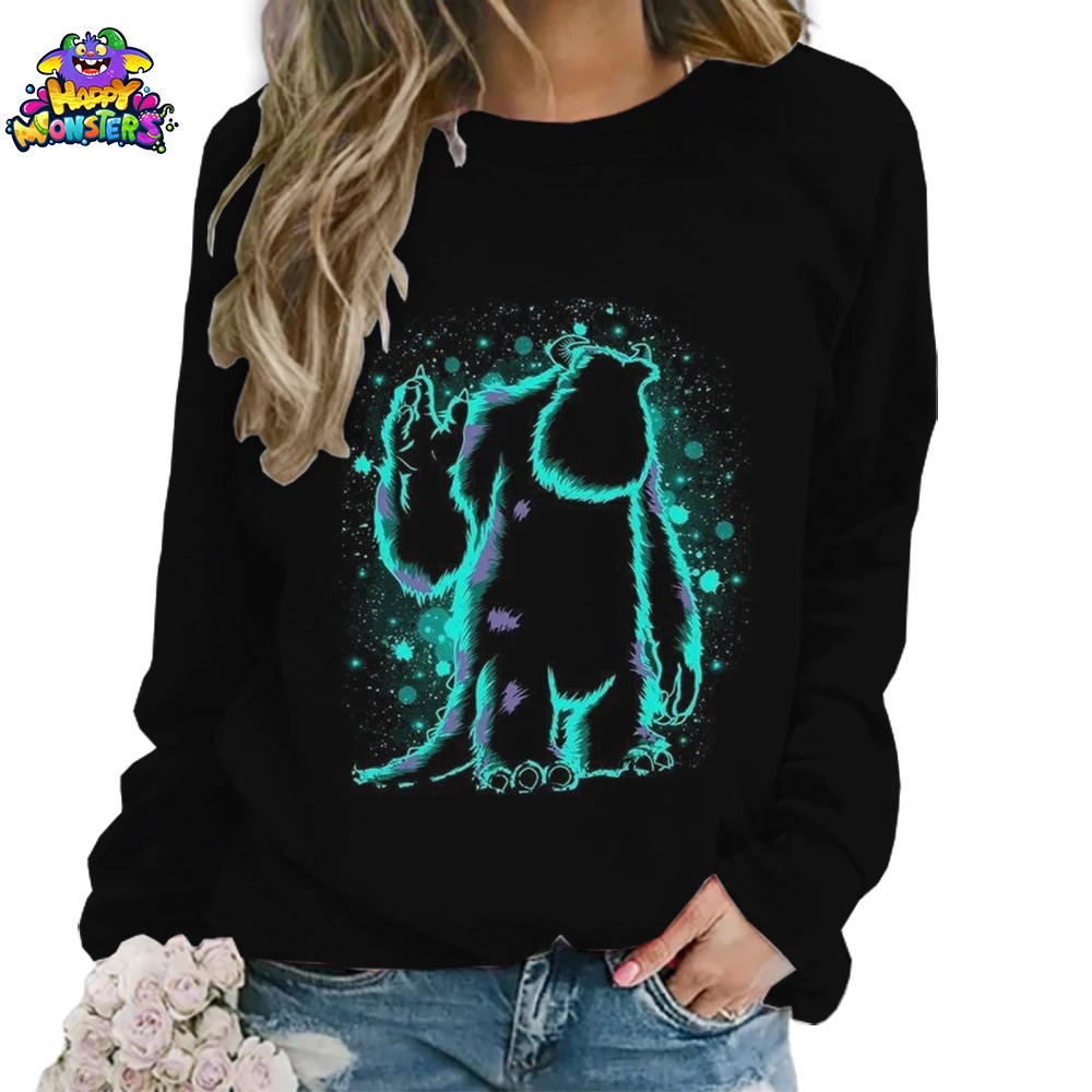 Disney Monsters Inc. Women's Long Sleeves Sweatshirts O Neck Autumn Clothes S-3XL High Quality 3D Print Y2k Leisure 2024 Fashion