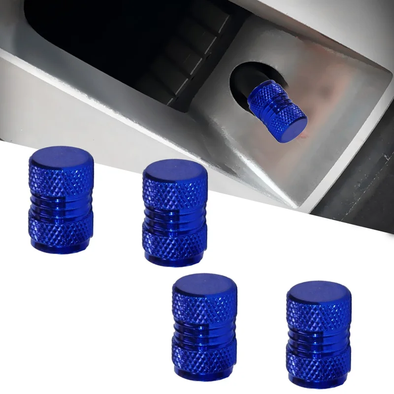 4pcs Car Motorcycle Wheel Tire Valve Stem Caps Metal Thread Tyre Dust Decor Covers Black Blue Purple Exterior Parts Accessories