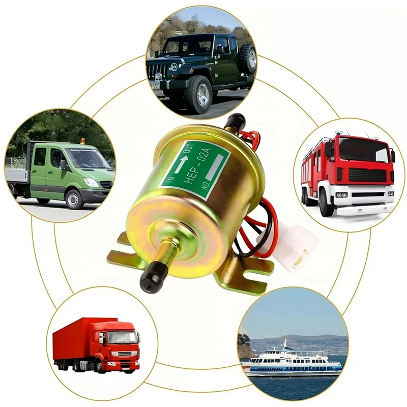 NCSMT 24V Universal Electric Fuel Pump Low Pressure Bolt Fixing Wire Diesel Petrol HEP-02A for Car Carburetor Motorcycle AT