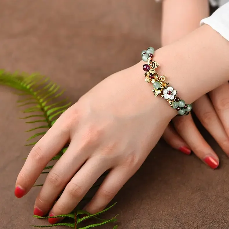 New Chinese Style Antique Style 14K Plated Gold Bracelet Women's Retro Adjustable Hand String Ethnic Mori Cold First Jewelry