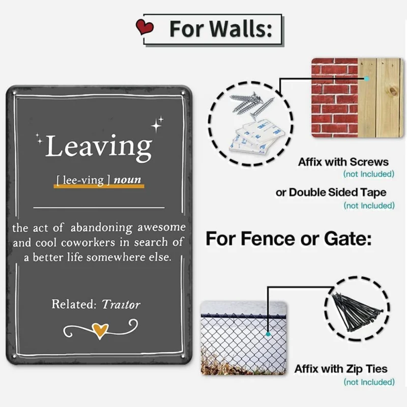 Regalos de jubilación, letrero de compañero de trabajo para mujeres y hombres, letreros de estaño de metal vintage, regalo de jubilación, decoraciones de jubilación, jubilación G