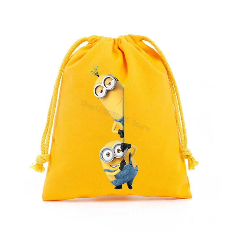 Minionses Anime Travel Drawstring Bag Despicable Me 4 Party Decorations Gift Bag Kid Birthday Party Baby Shower Supplies Gifts