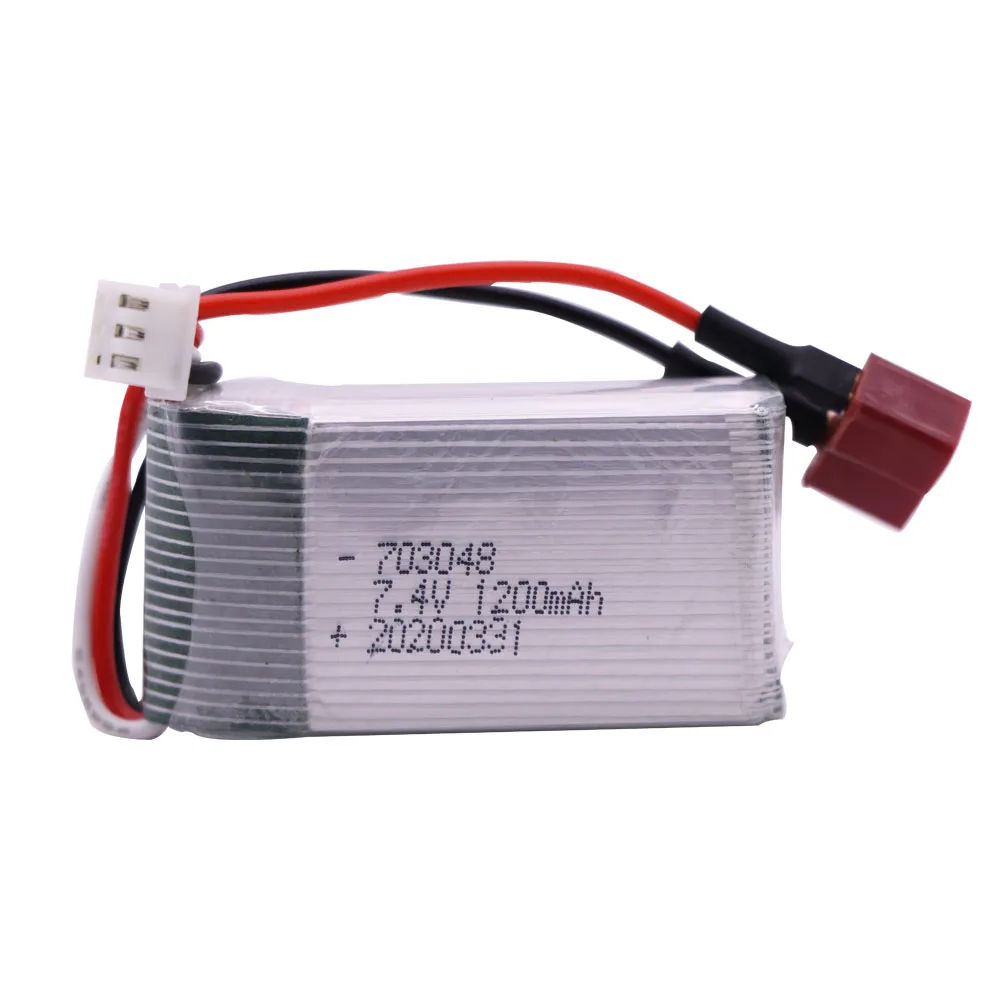 7,4 V 1200 mAh 25C 703048   Batteria Lipo per pezzi di ricambio drone MJXRC X600 RC Batteria agli ioni di litio 2S da 7,4 V con spina JST/SM/T/EL-2P/Tamiya