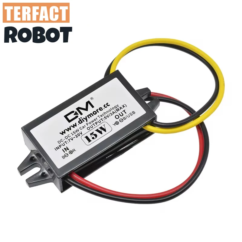 

DC-DC 12V to 5V 3A 15W Auto Power Buck Converter Regulator Step Down Voltage Power Supply Adapter Low Heat Auto Protection