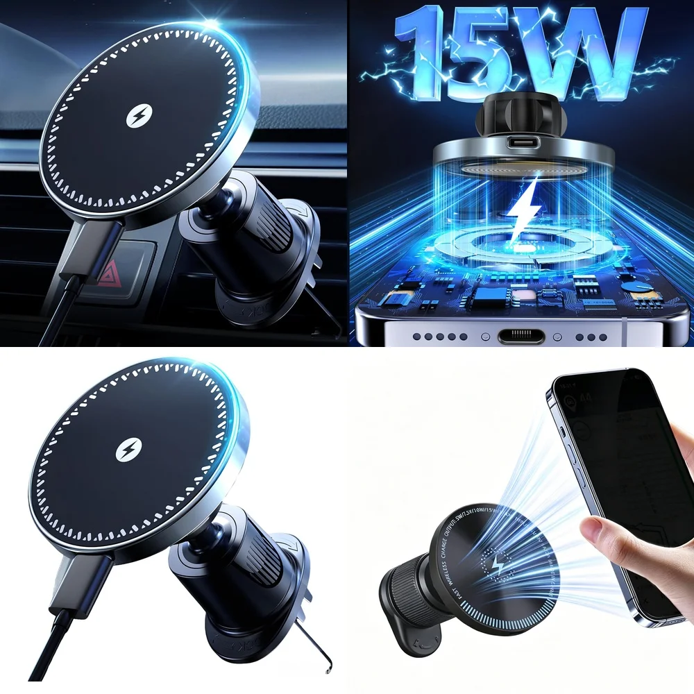 Hot Electronics Products Magnetic Wireless Car Charger Fast Charging Air Vent Car Phone Holder Consumer Electronic Accessories