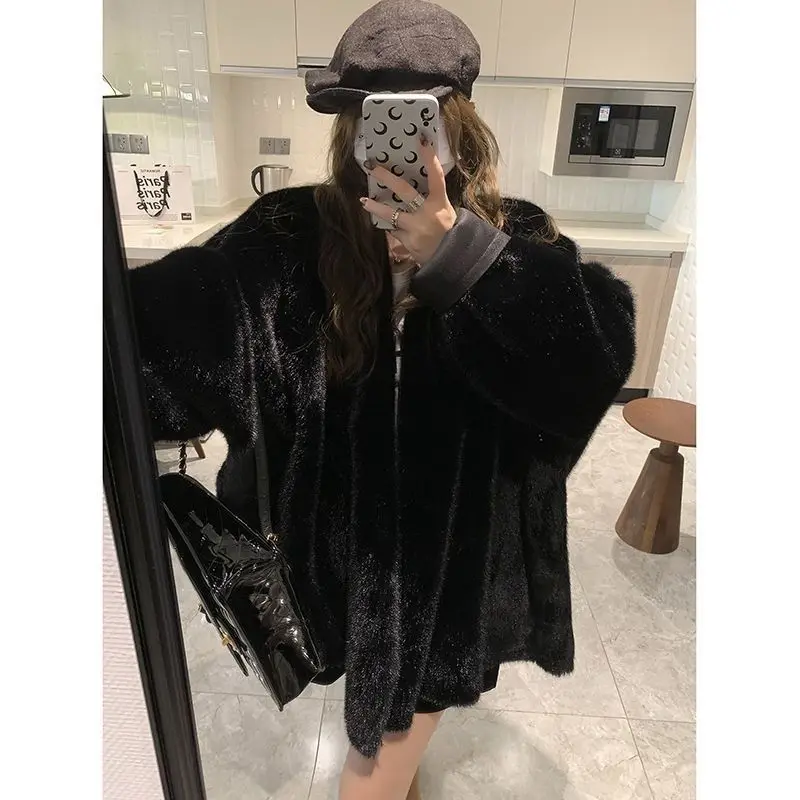 Fur Integrated Plush Jacket Environmentally Friendly Fur Mink New High-End Texture Wool Coat Loose And Wide Version Oversize